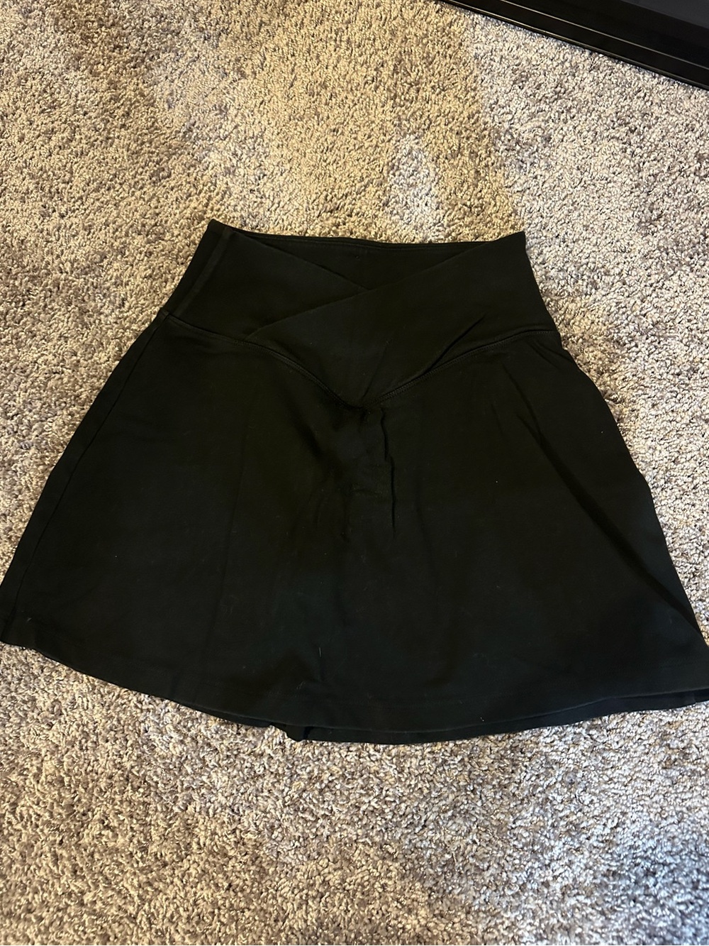 Black V-Waist A-Line Skort
